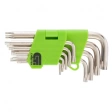 Набор ключей имбусовых Tamper-Torx, TT10-TТ50, 45x, 9 шт..закаленные, короткие, никель Сибртех