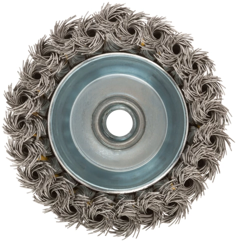 Корщетка-чашка, гайка М14, витая проволока, нерж.сталь 100 мм фото 2