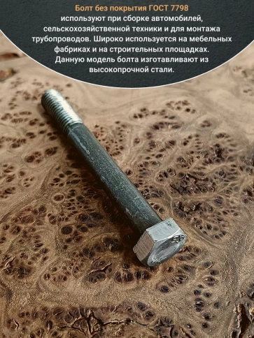 Болт без покрытия 10х80 мм ГОСТ 7798, 10 шт. фото 4