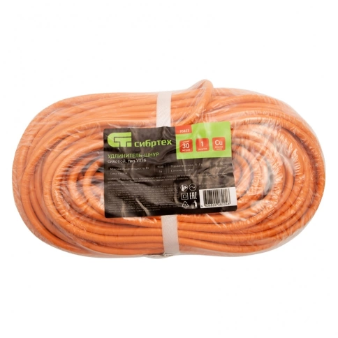 Удлинитель-шнур силовой, б/з, ПВС, 30 м, 3500 Вт, (16А), 1 розетка, тип УХ16 Сибртех фото 4