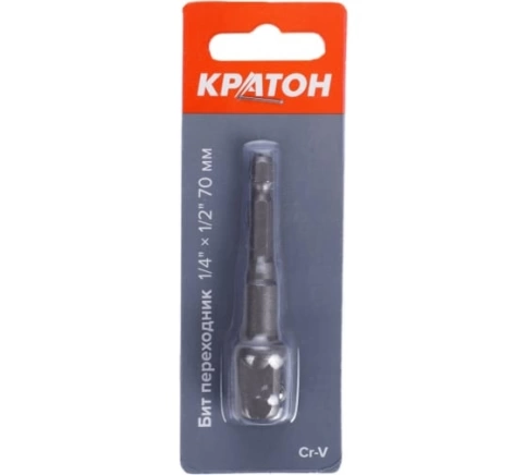 Переходник для бит 70 мм 1/4"х1/2" Кратон фото 1