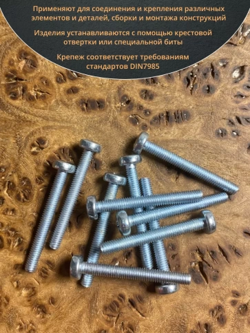 Винт с полукруглой головкой М3х25 ОЦ DIN7985, 100 шт. фото 4