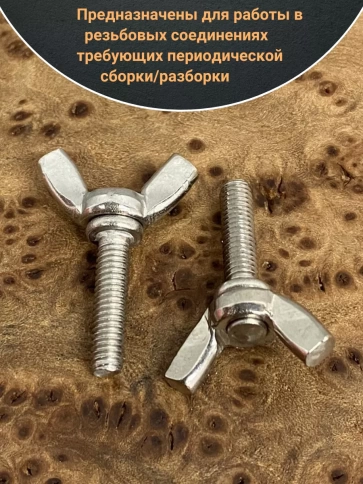 Винт-барашек М4х16 мм , нержавеющая сталь DIN 316 (2 шт.) фото 3