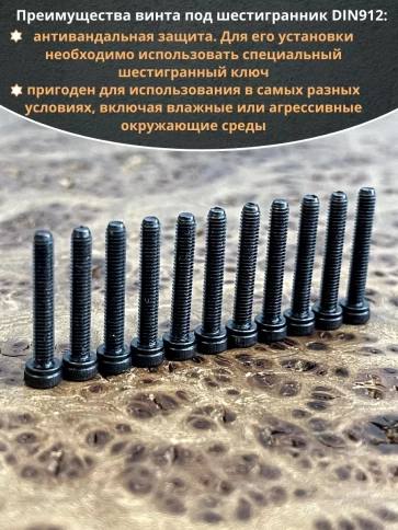Винт высокопрочный М2,5х16 мм к.п.12.9 черный DIN912, 20 шт. фото 4
