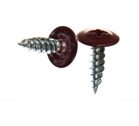 Саморез с прессшайбой 4,2х16 острый RAL3005 (красный), 50 шт. фото 5