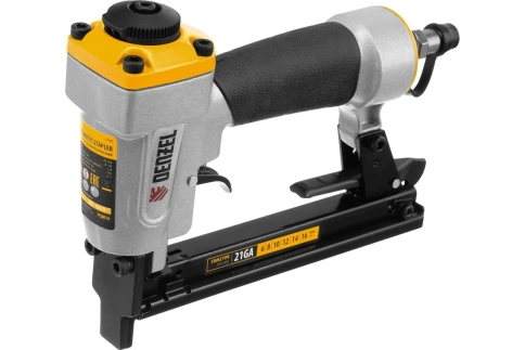 Степлер пневматический PS8016 для прямоугольных скоб 21GA 6-16 мм Denzel  фото 1
