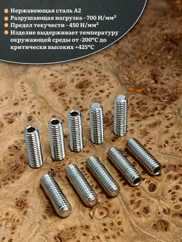 Винт установочный нержавеющий М8х16 DIN913 (гужон), 50 шт. фото 3