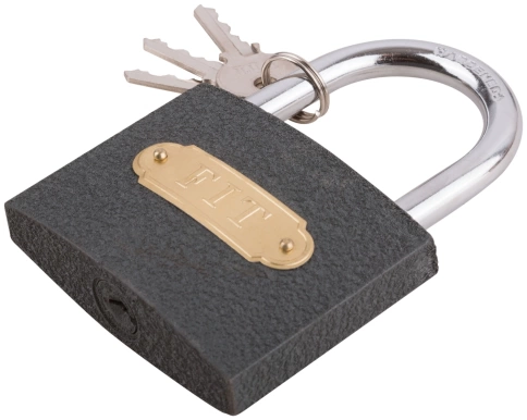 Замок навесной железный 75х58 мм стальная дужка 9 мм фото 2