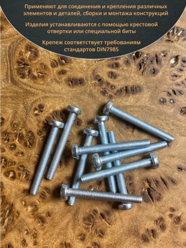 Винт с полукруглой головкой М3х20 ОЦ DIN7985, 10 шт. фото 4