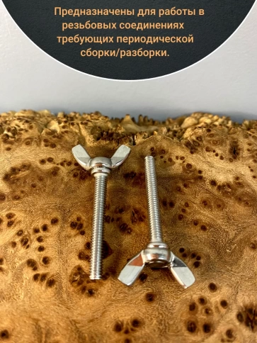 Винт-барашек М10х45 амер.тип нержавейка DIN316 А2 2 шт фото 3