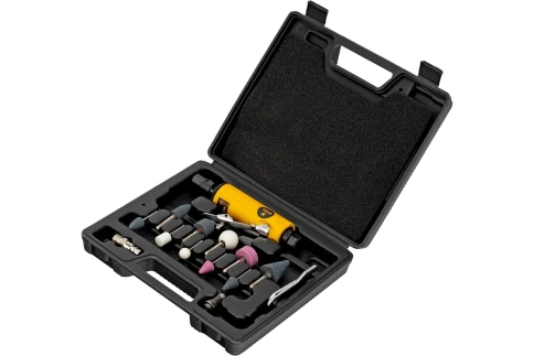 Пневмошлифмашина прямая РG25000, 25000 об/мин, 10 шлифовальных камней, цанга 3,6мм, 113л/мин Denzel фото 1