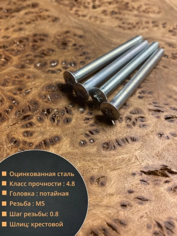Винт потайной оцинкованный 5х40 DIN965, 10 шт. фото 2