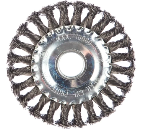 Щетка для УШМ "Плоская", кручен.проволока 0,5мм, 125 мм посадка 22,2мм Matrix фото 1