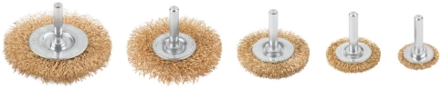 Набор щеток для дрели 5шт., 5 Плоских 25-38-50-65-75 мм латунир.витая проволока CUTOP Profi фото 1