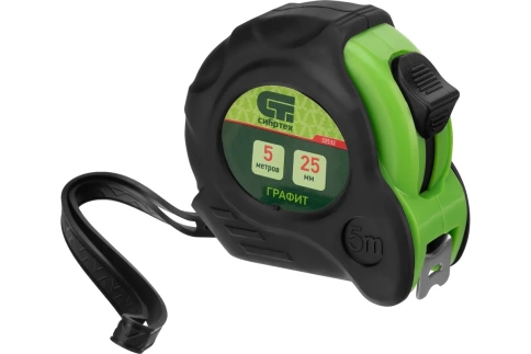 Рулетка Графит обрезиненный корпус амортизатор 5м х25 мм Сибртех фото 1