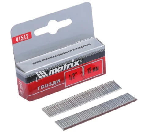 Гвозди для степлера мебельного со шляпкой тип 300 12 мм 1000 шт Matrix фото 1