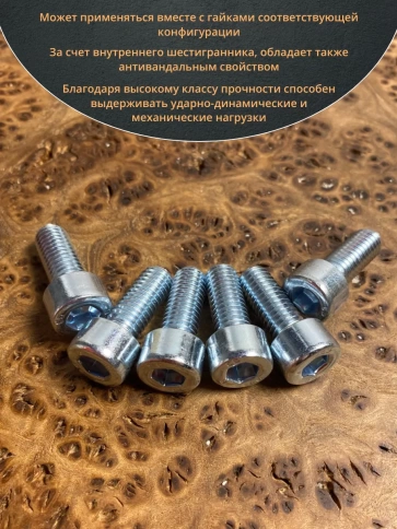 Винт под шестигранник ПР 8х20 мм ОЦ к.п.8.8 DIN912, 10 шт. фото 4