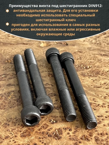 Винт высокопрочный НР М12х100 мм  к.п.12.9 черный DIN912, 10 шт. фото 4