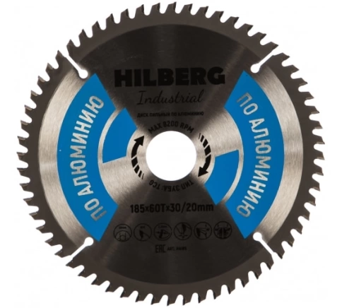 Диск пильный по алюминию 185х60Т*30/20 мм Hilberg Industrial фото 1
