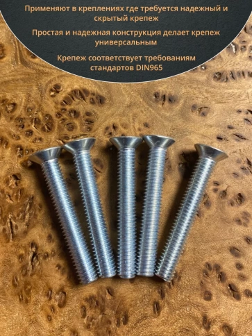 Винт потайной оцинкованный 6х45 DIN965, 100 шт. фото 4