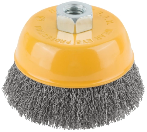 Корщетка-чашка, гайка М14, волнистая проволока, нерж.сталь 100 мм фото 1