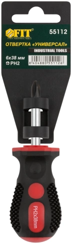 Отвертка Универсал, CrV сталь, прорезиненная ручка, Профи 6х38 мм РН2 фото 3