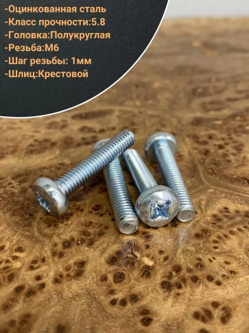 Винт с полукруглой головкой М6х25 ОЦ DIN7985, 10 шт. фото 3
