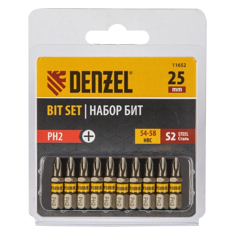 Биты шестигранный профиль сталь S2 PH2х25 Denzel фото 1