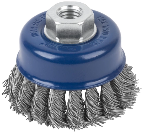 Щетка для УШМ "чашка", кручен.витая проволока 0,5мм, 75 мм М14 блистер CUTOP Profi фото 1