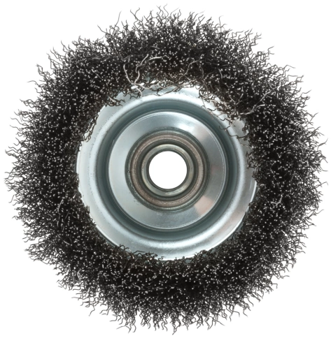 Корщетка-чашка, гайка М14, волнистая проволока, нерж.сталь 100 мм фото 4