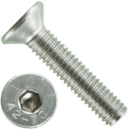 Винт нержавеющий 6х16 потайной под шестигранник DIN7991,10шт фото 1