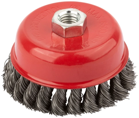 Корщетка-чашка, гайка М14, стальная витая проволока, фото 2