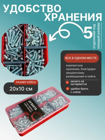 Винты под шестигранник М5 ОЦ 8.8 DIN912 органайзер НАБОР 1 фото 5