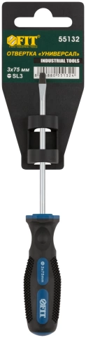 Отвертка Универсал, CrV сталь, прорезиненная ручка, Профи 3х75 мм SL фото 3