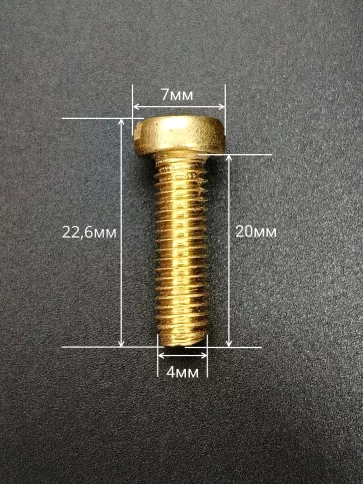 Винт 4х20 латунный с цилиндрической головкой DIN84,10 шт фото 3
