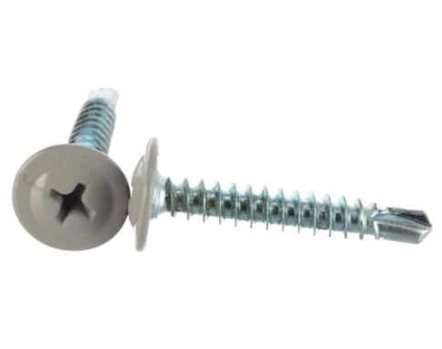 Саморез с прессшайбой 4,2х19 острый RAL7004 (серый), 50 шт. фото 5