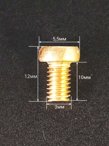 Винт 3х10 латунный с цилиндрической головкой DIN84,10 шт фото 2