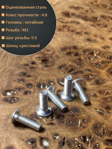 Винт потайной оцинкованный 3х12 DIN965, 50 шт. фото 2