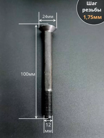 Винт потайной под шестигранник НР М12х100 DIN7991 к.п.10.9,10 шт фото 2