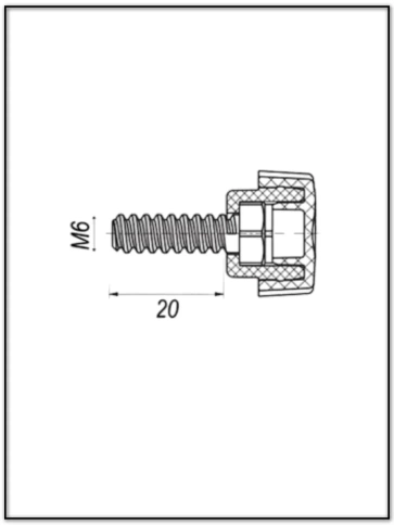 Ручка фиксатор барашек разборный d21 с болтом М6х20, 4 шт. фото 2