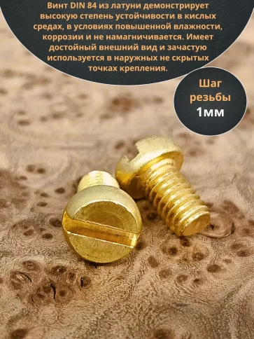 Винт 6х12 латунный с цилиндрической головкой DIN84,10 шт фото 4