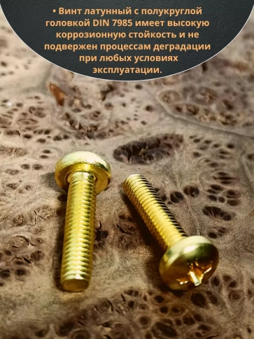 Винт 5х20  латунный с полукруглой гол. DIN7985,10 шт фото 4