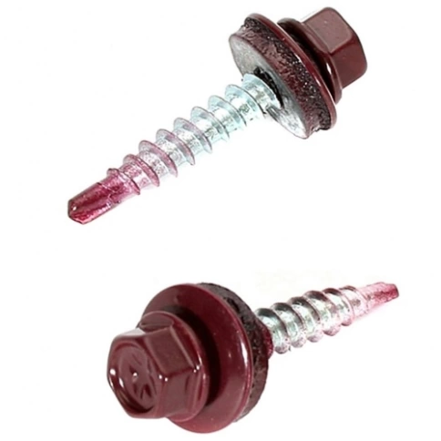 Саморез кровельный, 4,8х50/51 винно-красный RAL3005 50 шт фото 5