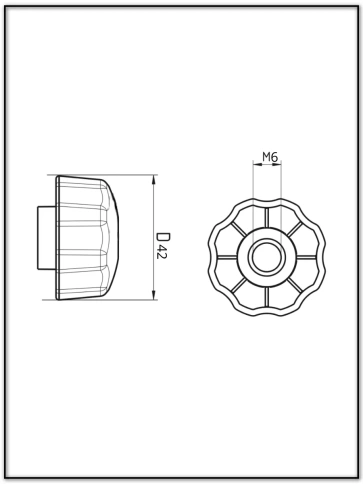 Ручка фиксатор барашек d 42 с гайкой М6,4 шт. фото 2