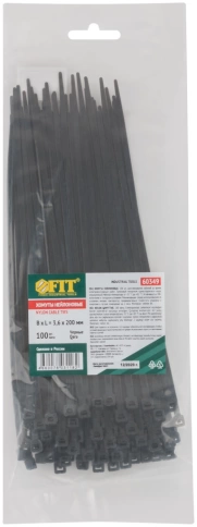 Хомуты нейлоновые черные для проводов 300х7,6 мм 100 шт.  фото 2