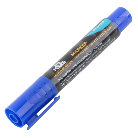 Маркер перманентный строительный, синий фото 1