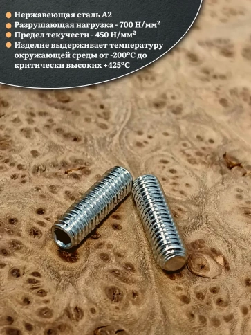 Винт установочный нержавеющий М6х16 DIN913 (гужон), 10 шт. фото 3