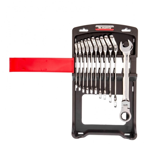 Набор ключей комбинированных трещоточных шарнирных 11 шт Matrix фото 1