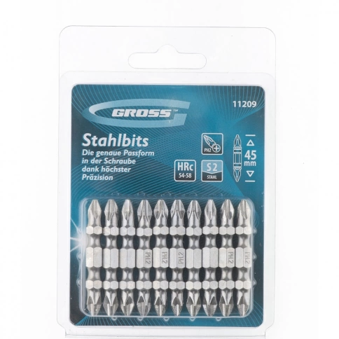 Биты двухсторонние сталь S2 PH2-PH2х45 Gross фото 1