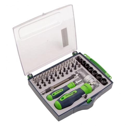 Отвертки риверсивные с набором бит 61 предмет CrV Сибртех фото 1